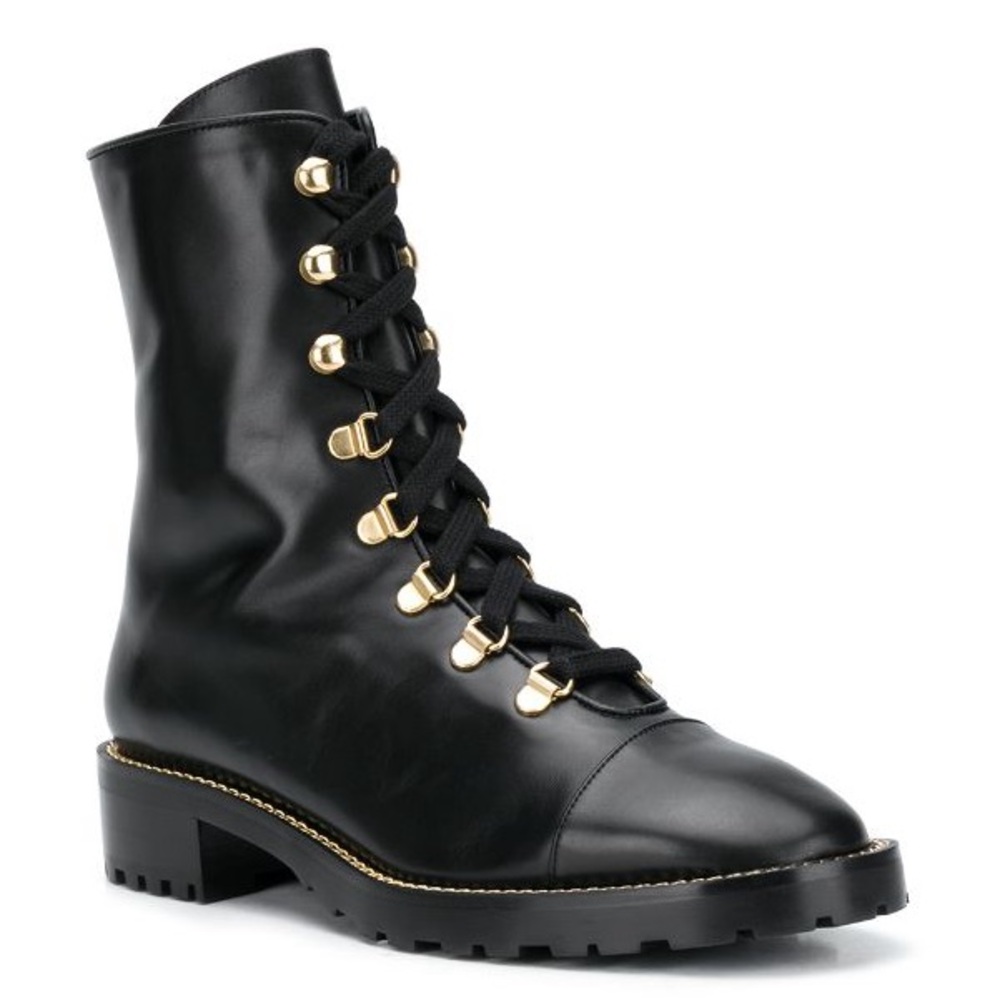 Stuart Weitzman Kolbie lace up black combat boots